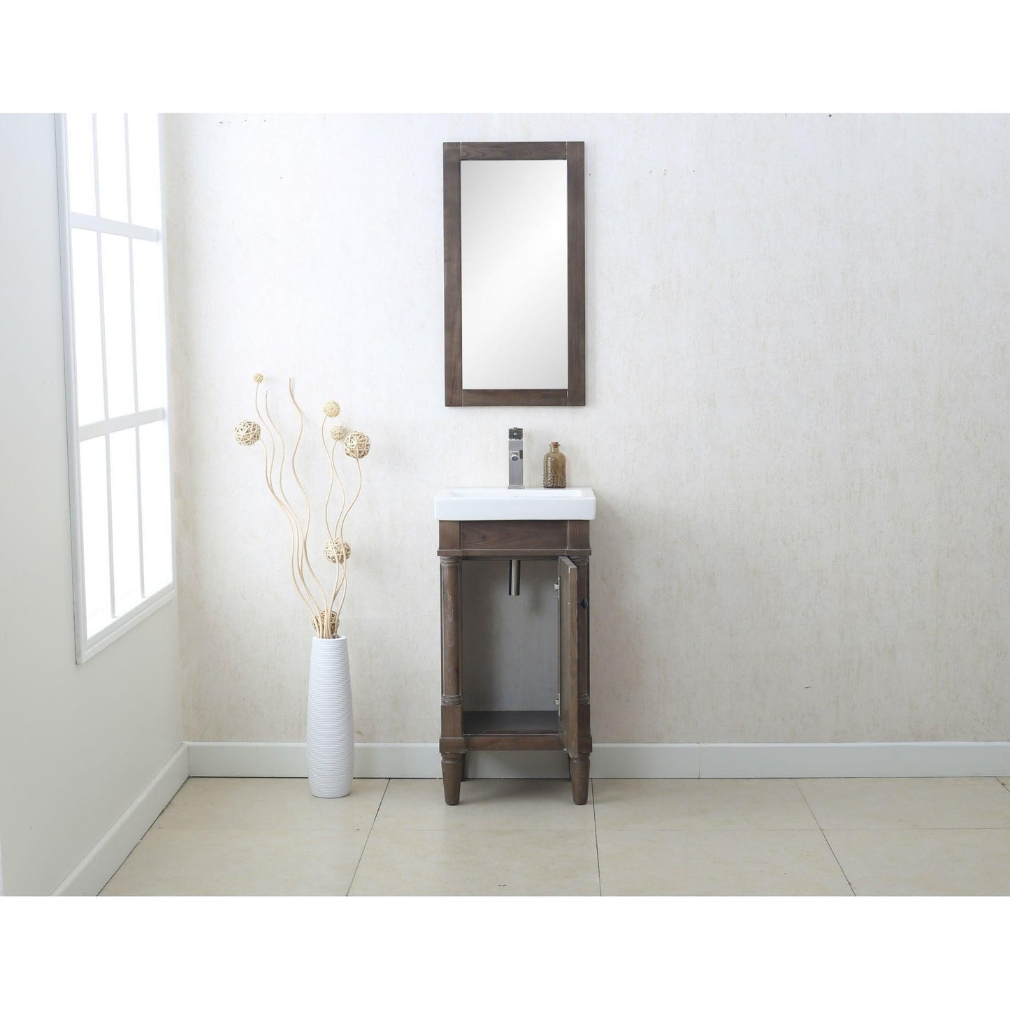 Legion Furniture 18" Weather Gray Freestanding Vanity With White Ceramic Top and Integrated Sink