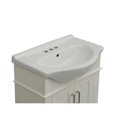 Legion Furniture 24" Matte White Freestanding Vanity With White Ceramic Top and Sink