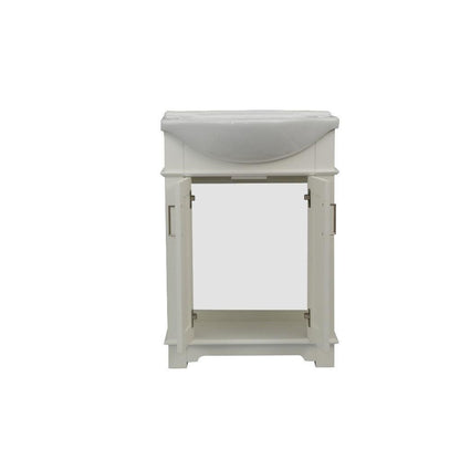 Legion Furniture 24" Matte White Freestanding Vanity With White Ceramic Top and Sink