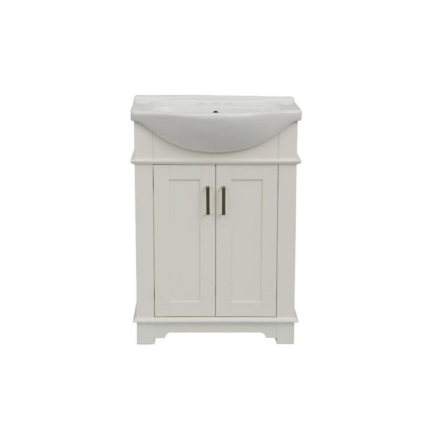 Legion Furniture 24" Matte White Freestanding Vanity With White Ceramic Top and Sink