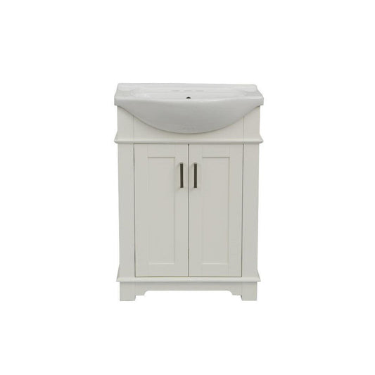 Legion Furniture 24" Matte White Freestanding Vanity With White Ceramic Top and Sink