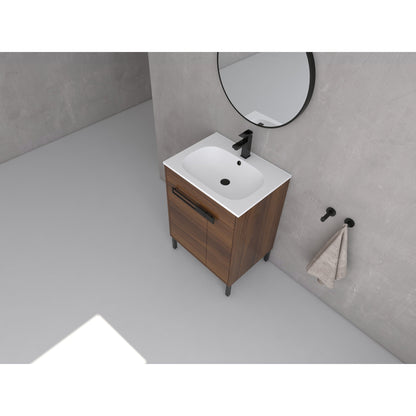 Legion Furniture 24" Natural Wood Freestanding Vanity With White SMC Basin