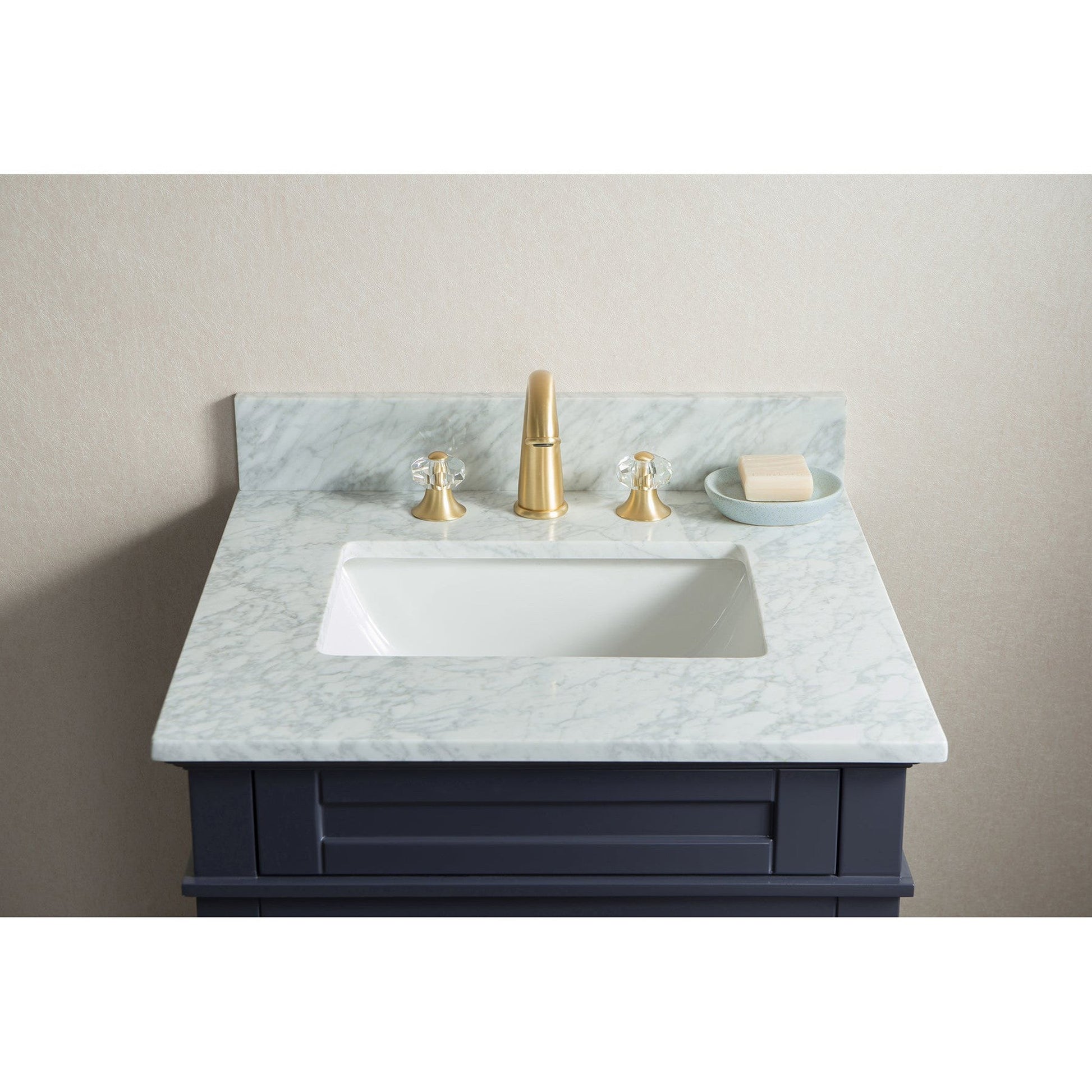 Legion Furniture 24" Navy Blue Freestanding Vanity With Carrara White Marble Top and White Ceramic Sink