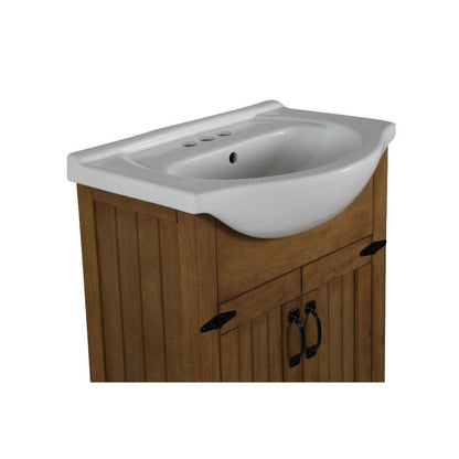 Legion Furniture 24" Weathered Brown Freestanding Vanity With White Ceramic Top and Sink