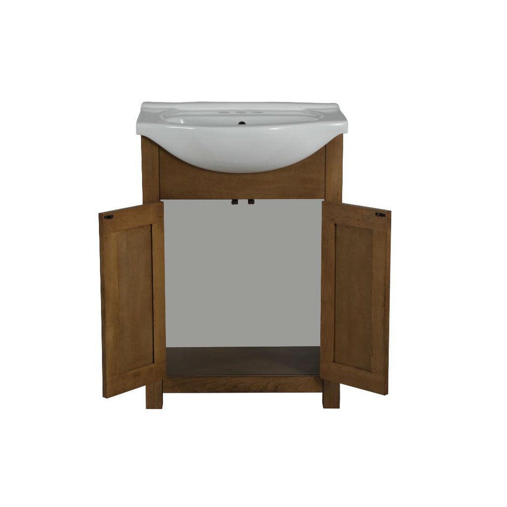 Legion Furniture 24" Weathered Brown Freestanding Vanity With White Ceramic Top and Sink