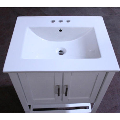 Legion Furniture 24" White Freestanding Vanity With White Ceramic Top and Sink