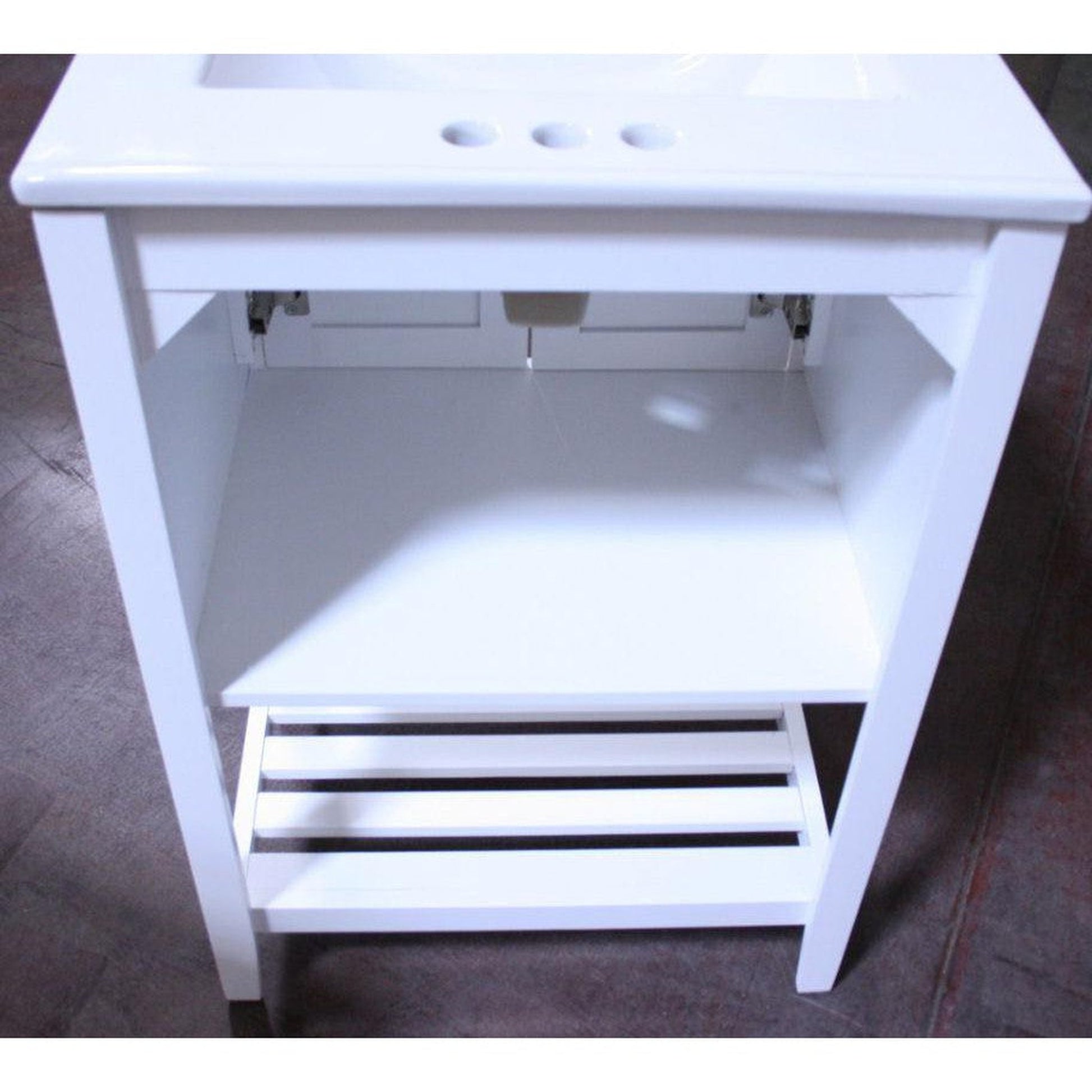 Legion Furniture 24" White Freestanding Vanity With White Ceramic Top and Sink