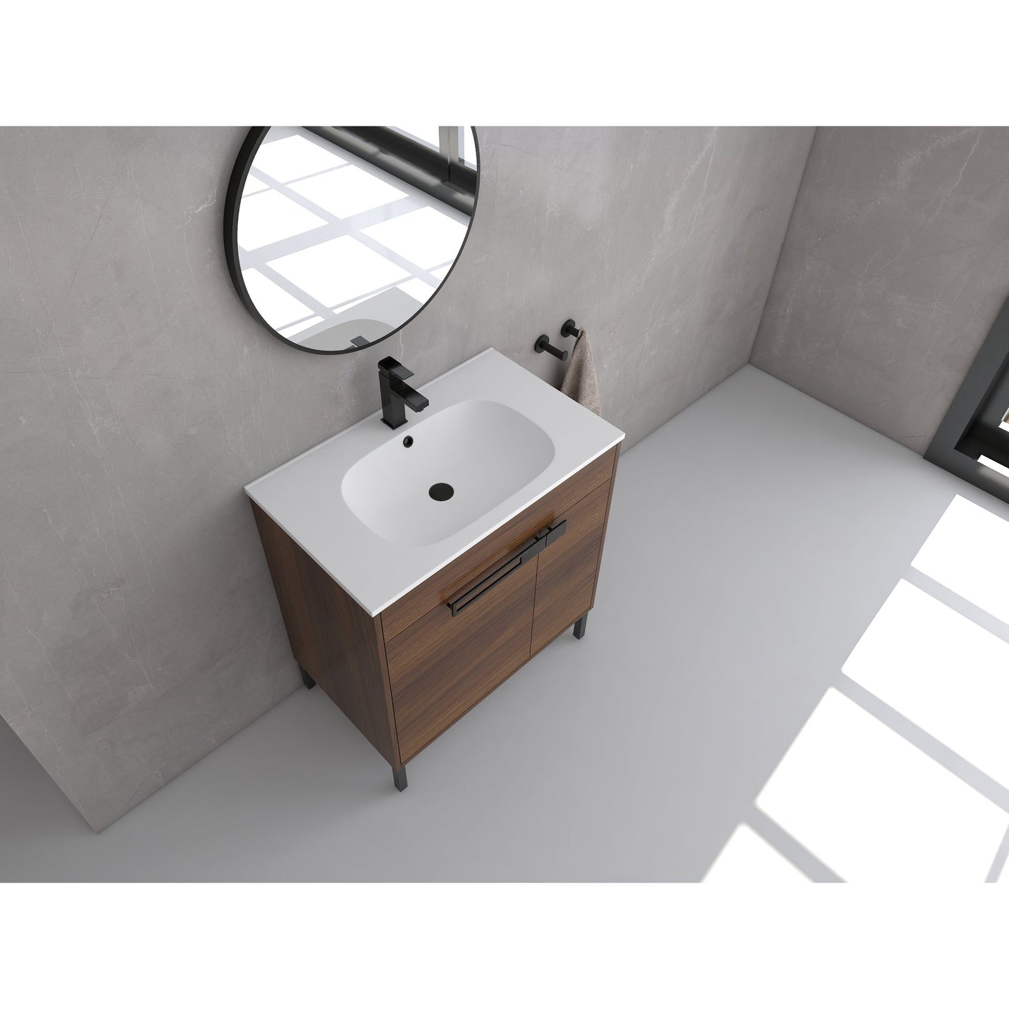 Legion Furniture 30" Natural Wood Freestanding Vanity With White SMC Basin