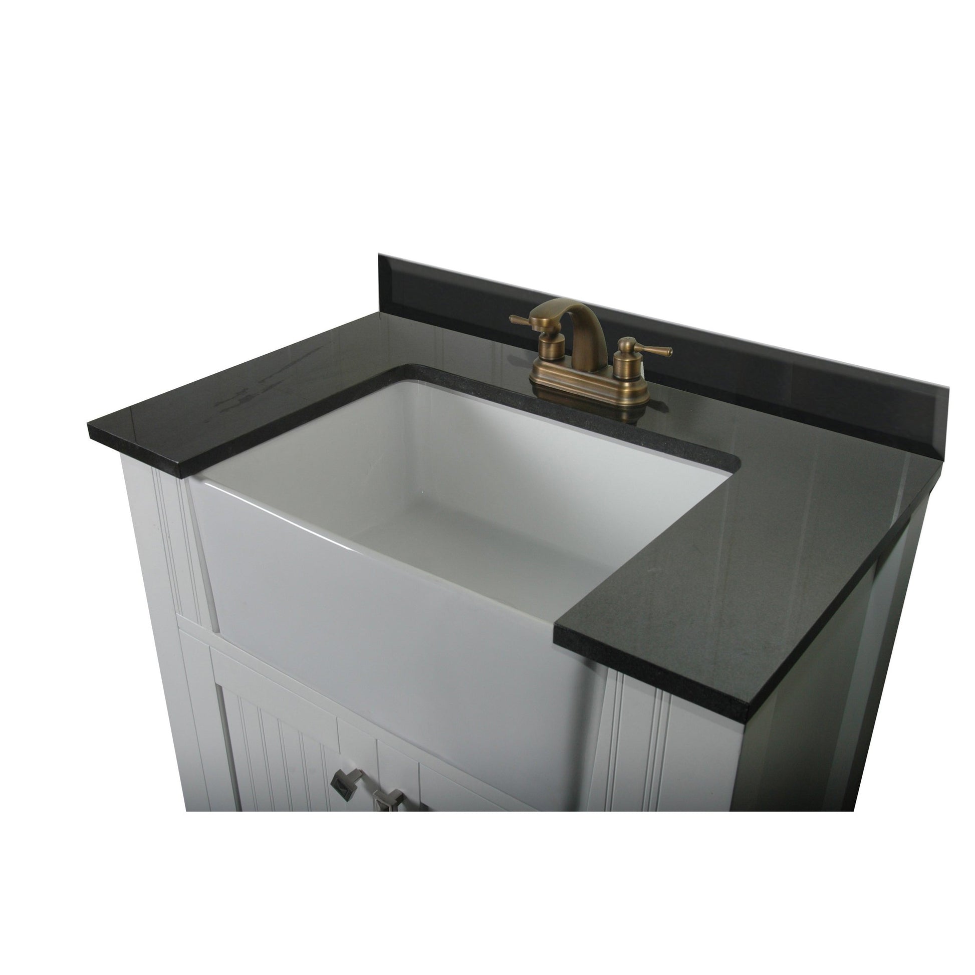 Legion Furniture 30" White Freestanding Vanity With Black Granite Top and White Ceramic Farm Sink