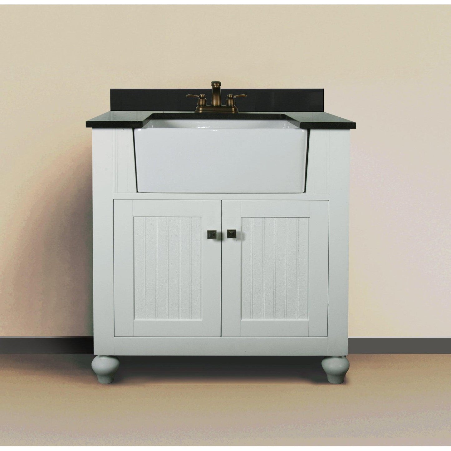 Legion Furniture 30" White Freestanding Vanity With Black Granite Top and White Ceramic Farm Sink