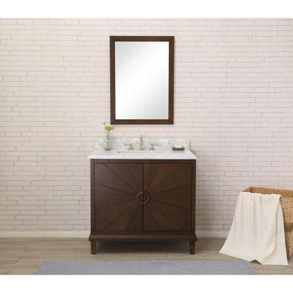 Legion Furniture 36" Antique Coffee Freestanding Vanity With Carrara White Marble Top and White Ceramic Sink