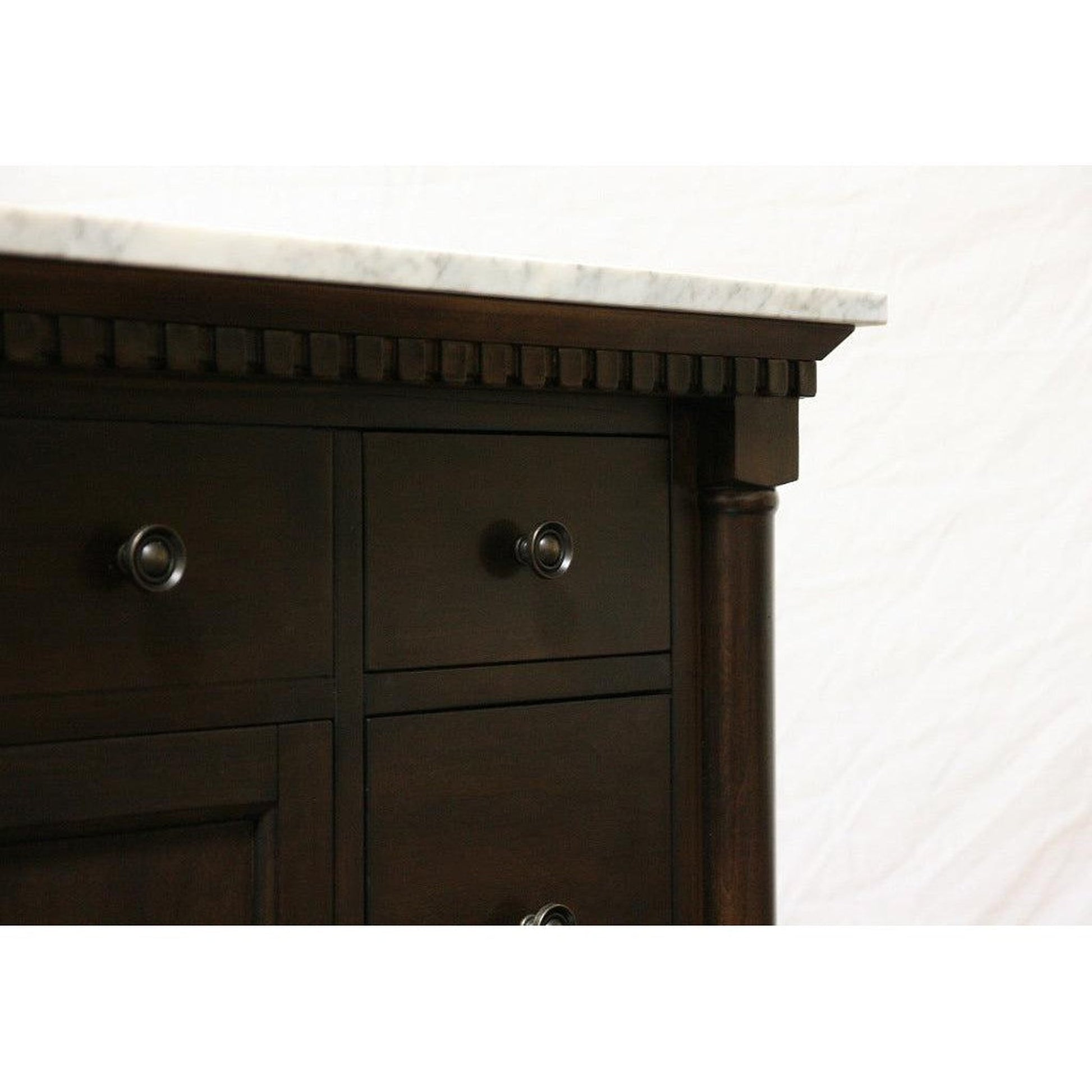 Legion Furniture 36" Antique Coffee Freestanding Vanity With Carrara White Top and Ceramic Sink