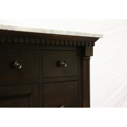 Legion Furniture 36" Antique Coffee Freestanding Vanity With Carrara White Top and Ceramic Sink