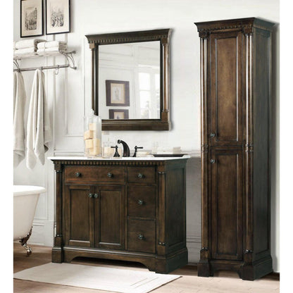 Legion Furniture 36" Antique Coffee Freestanding Vanity With Carrara White Top and Ceramic Sink