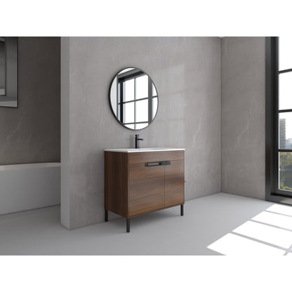 Legion Furniture 36" Natural Wood Freestanding Vanity With White SMC Basin