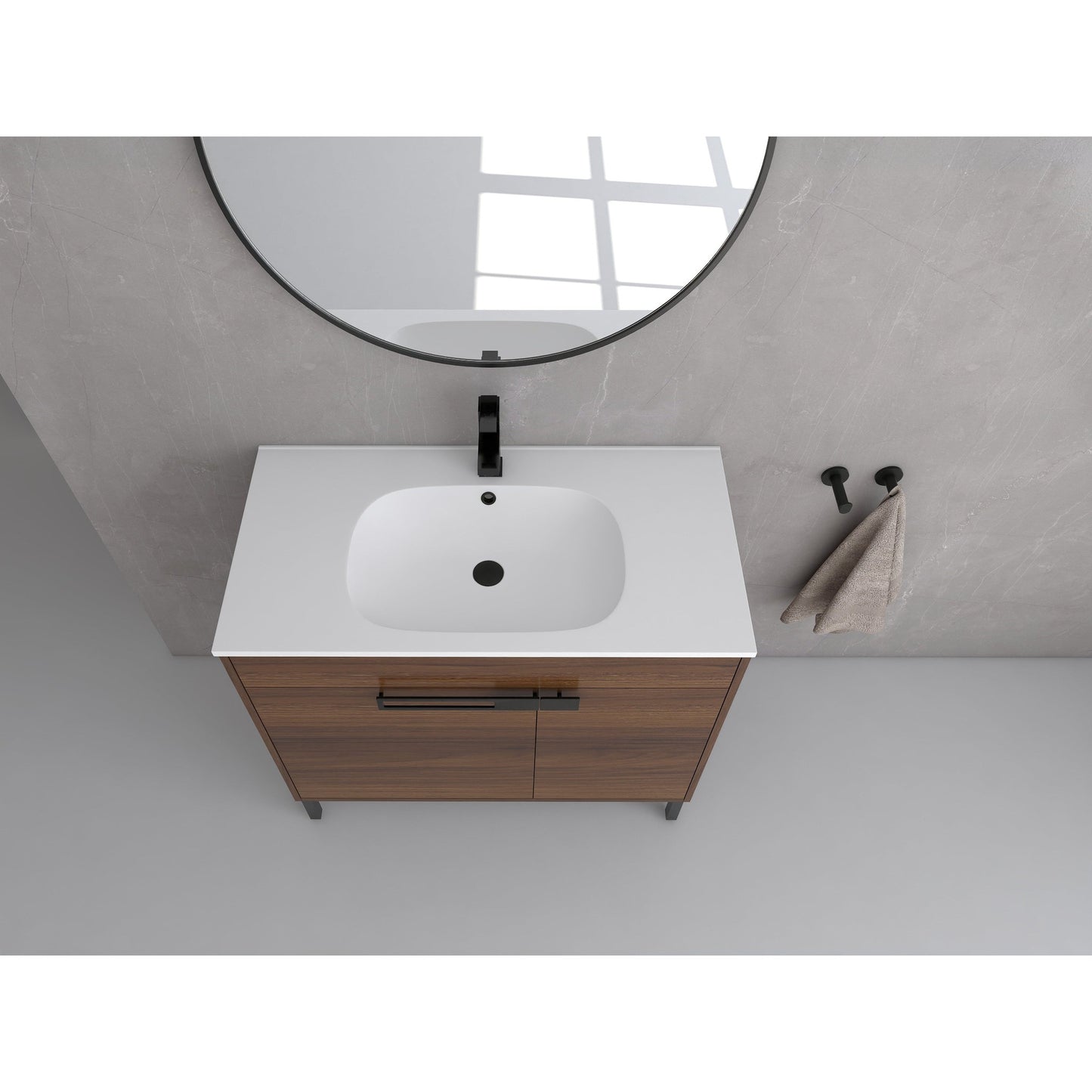 Legion Furniture 36" Natural Wood Freestanding Vanity With White SMC Basin