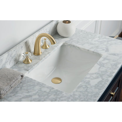 Legion Furniture 36" Navy Blue Freestanding Vanity With Carrara White Marble Top and White Ceramic Sink