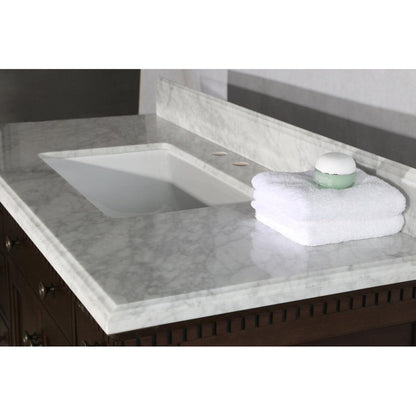 Legion Furniture 48" Antique Coffee Freestanding Vanity With Carrara White Top and Ceramic Sink