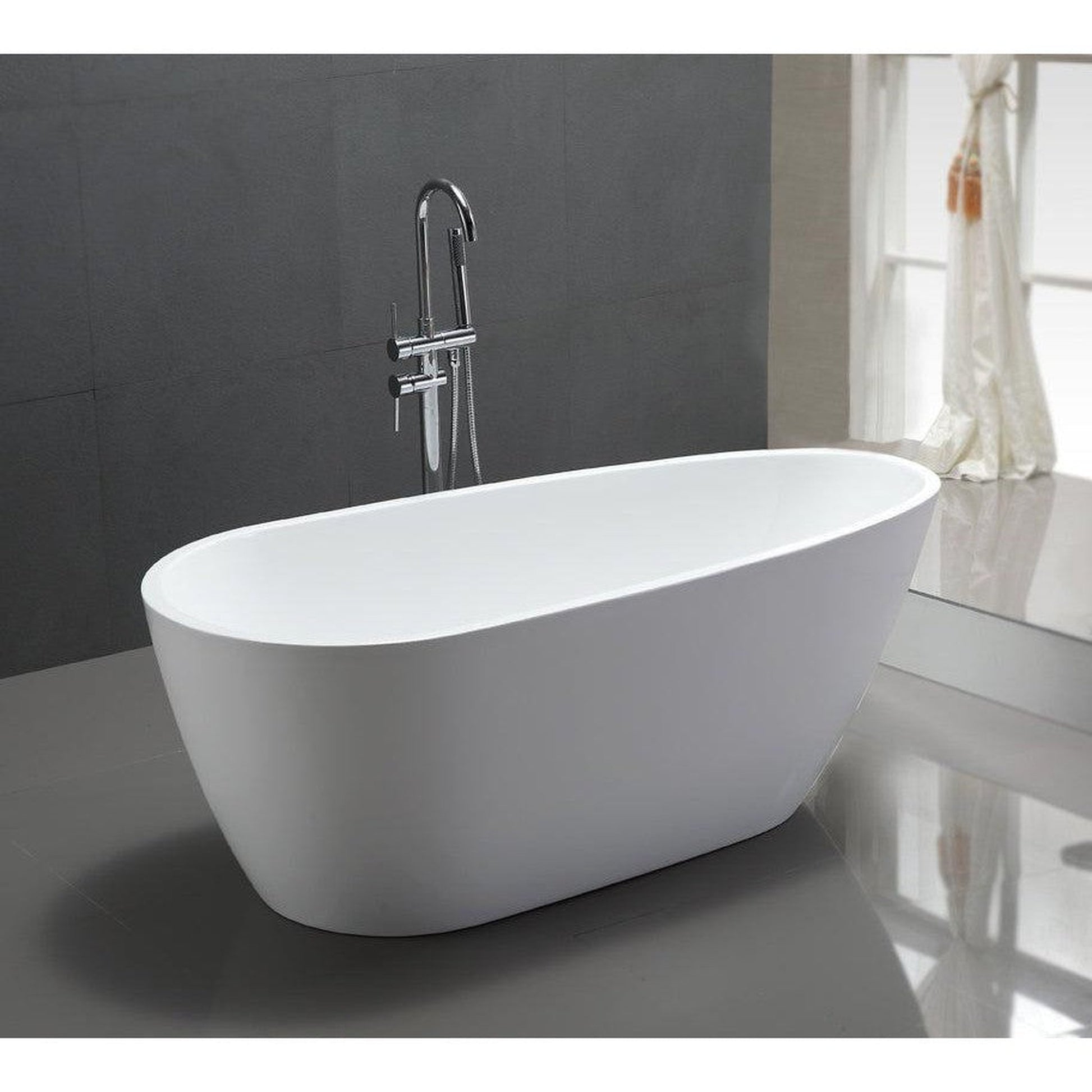 Legion Furniture 68" White Acrylic Freestanding Bathtub With Pop-up Drain
