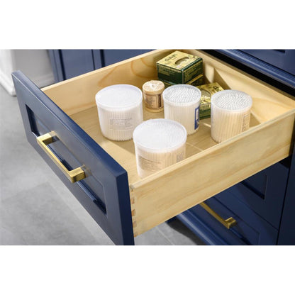 Legion Furniture 80" Blue Freestanding Vanity With White Carrara Quartz Top and Double White Ceramic Sink