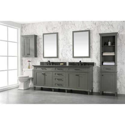 Legion Furniture 80" Pewter Green Freestanding Vanity With Blue Lime Stone Top and Double White Ceramic Sink