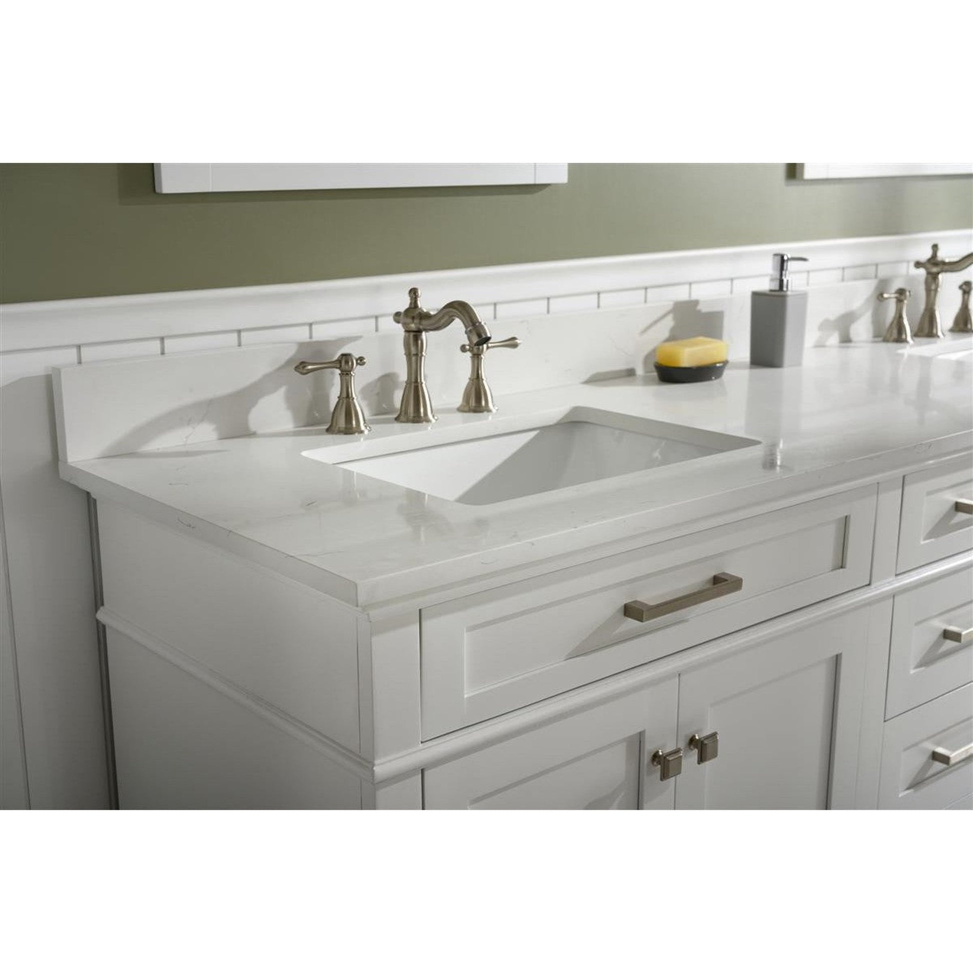 Legion Furniture 80" White Freestanding Vanity With White Carrara Quartz Top and Double White Ceramic Sink