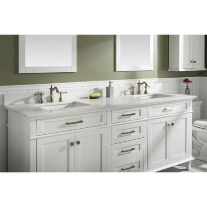 Legion Furniture 80" White Freestanding Vanity With White Carrara Quartz Top and Double White Ceramic Sink