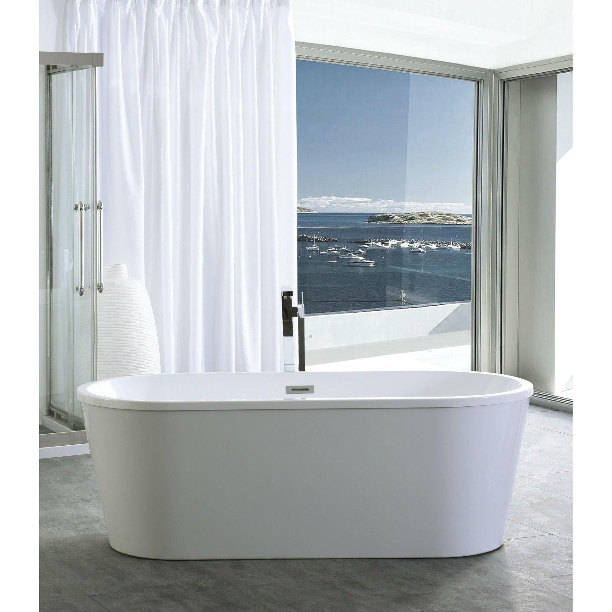 Legion Furniture WE6815-L 67" White Acrylic Freestanding Bathtub With Pop-up Drain