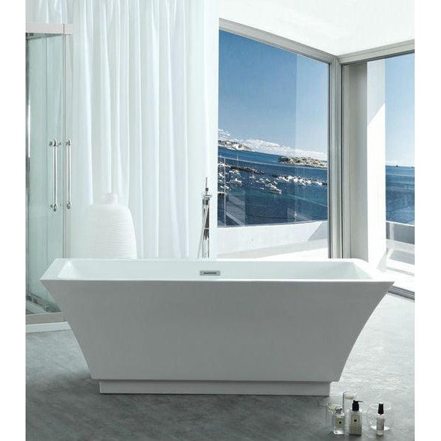 Legion Furniture WE6817 67" White Acrylic Freestanding Bathtub With Pop-up Drain