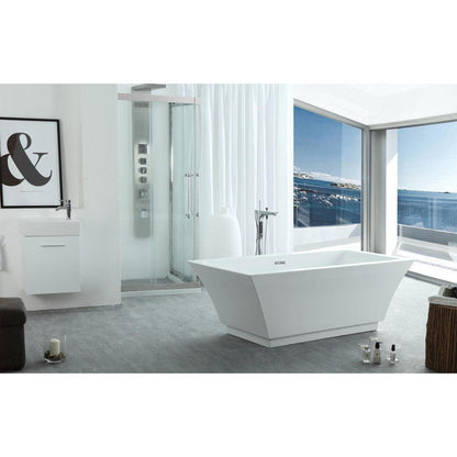 Legion Furniture WE6817 67" White Acrylic Freestanding Bathtub With Pop-up Drain