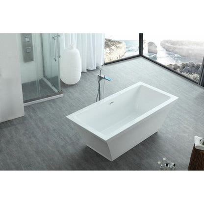 Legion Furniture WE6817 67" White Acrylic Freestanding Bathtub With Pop-up Drain