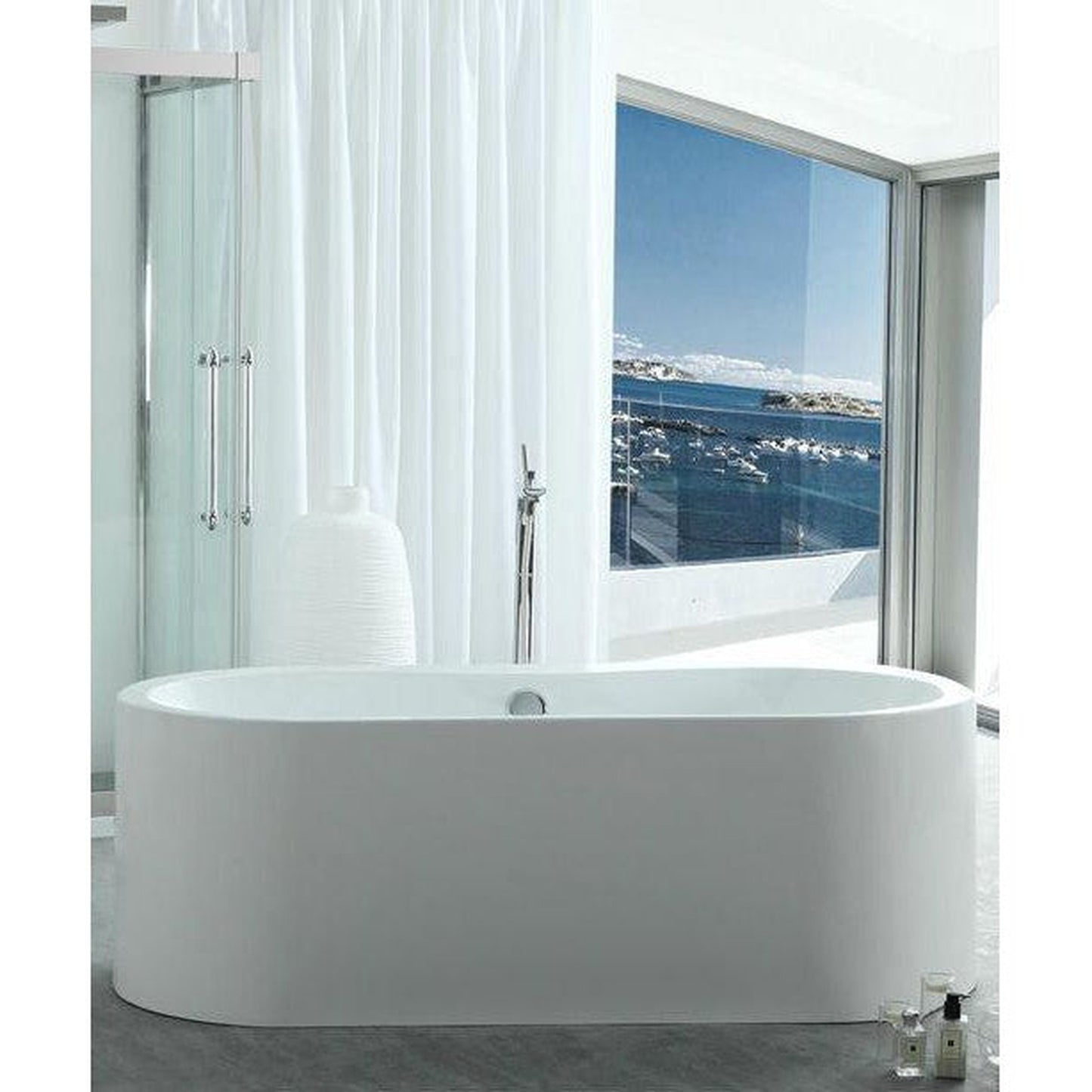 Legion Furniture WE6847 66" White Acrylic Freestanding Bathtub With Pop-up Drain