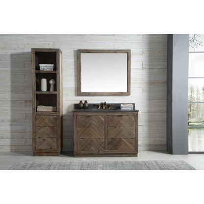 Legion Furniture WH8548 48" Brown Rustic Freestanding Vanity With Moon Stone Top, Backsplash and White Ceramic Sink
