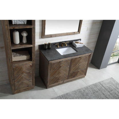 Legion Furniture WH8560 60" Brown Rustic Freestanding Vanity With Moon Stone Top, Backsplash and White Ceramic Sink