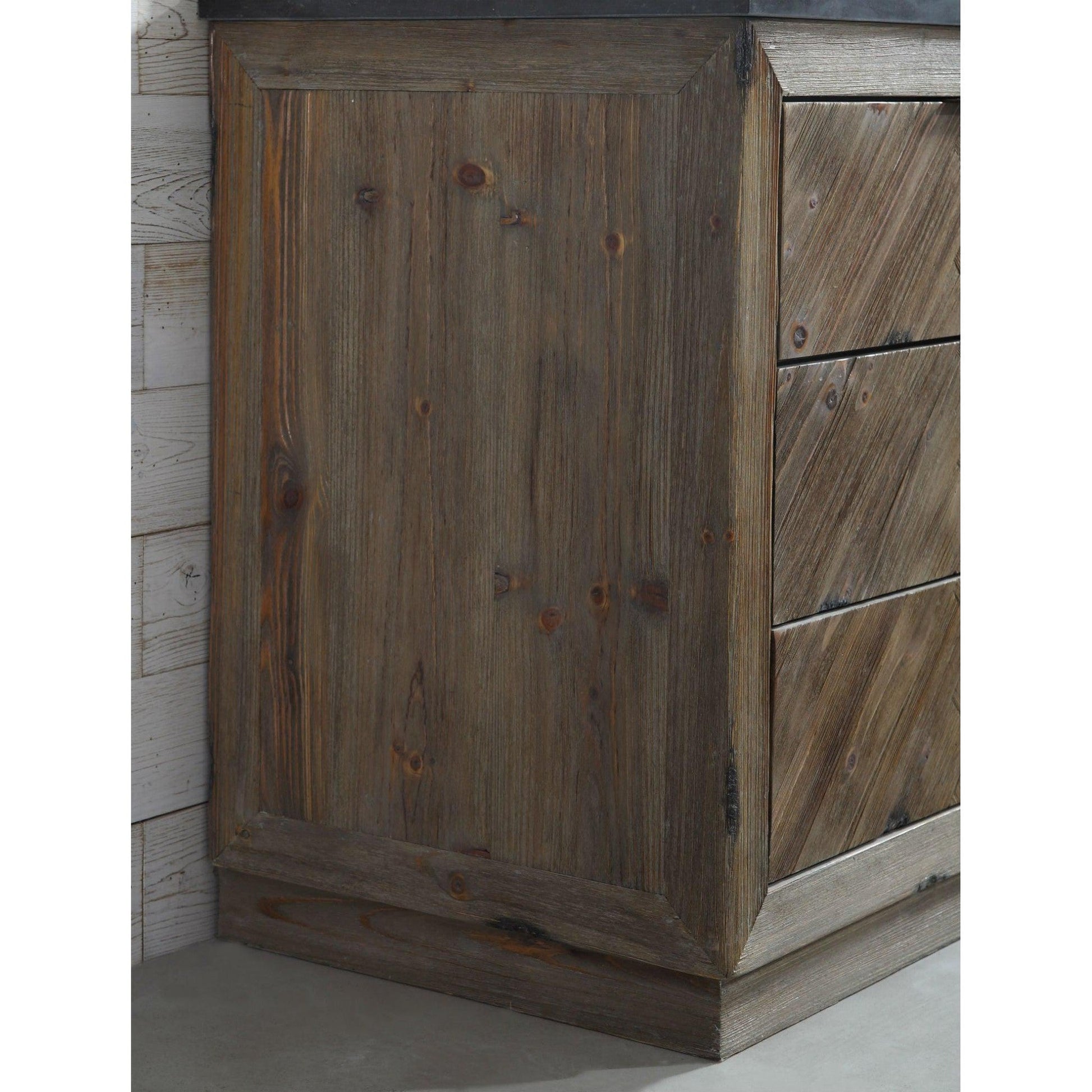 Legion Furniture WH8560 60" Brown Rustic Freestanding Vanity With Moon Stone Top, Backsplash and White Ceramic Sink
