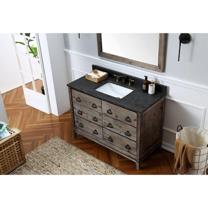 Legion Furniture WH8848 48" Brown Rustic Freestanding Vanity With Moon Stone Marble Top and White Ceramic Sink