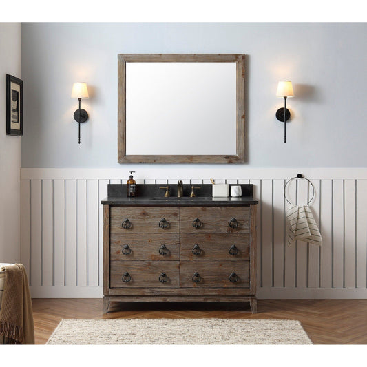 Legion Furniture WH8848 48" Brown Rustic Freestanding Vanity With Moon Stone Marble Top and White Ceramic Sink