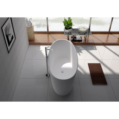 Legion Furniture WJ8602-W 62" Matte White Solid Surface Freestanding Bathtub With Pop-up Drain