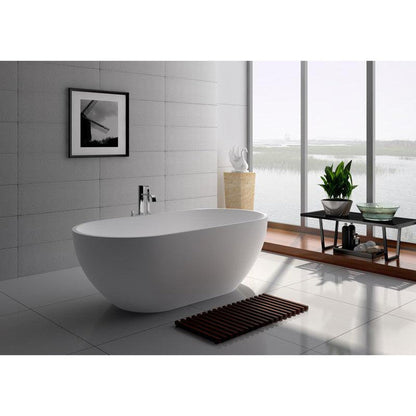 Legion Furniture WJ8619-W 70" Matte White Solid Surface Freestanding Bathtub With Pop-up Drain