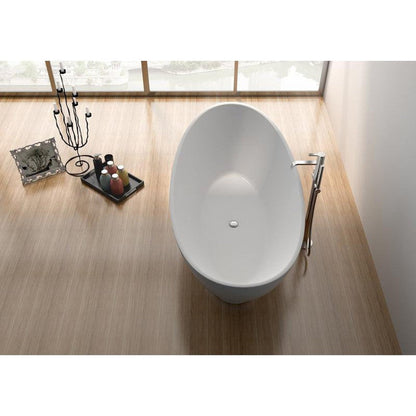 Legion Furniture WJ8620-W 71" Matte White Solid Surface Freestanding Bathtub With Pop-up Drain