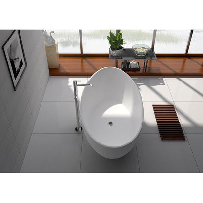 Legion Furniture WJ8643-W-L 71" Matte White Solid Surface Freestanding Bathtub With Pop-up Drain