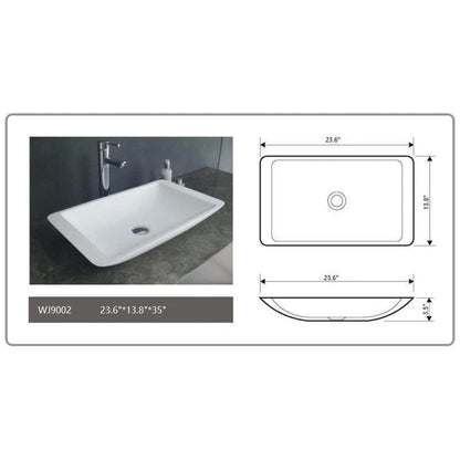 Legion Furniture WJ9002-W 24"White Matte Solid Surface Sink Bowl