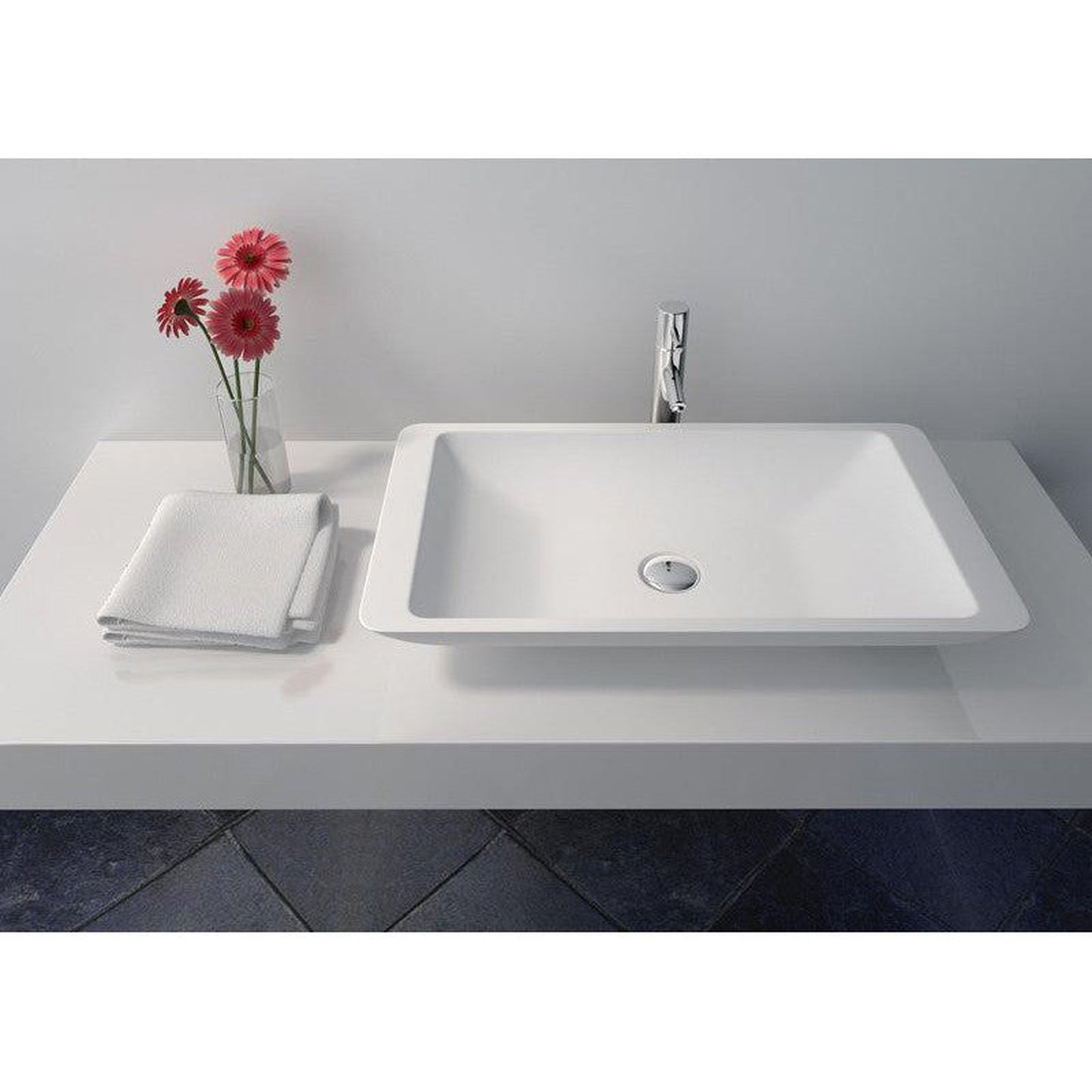 Legion Furniture WJ9002-W 24"White Matte Solid Surface Sink Bowl