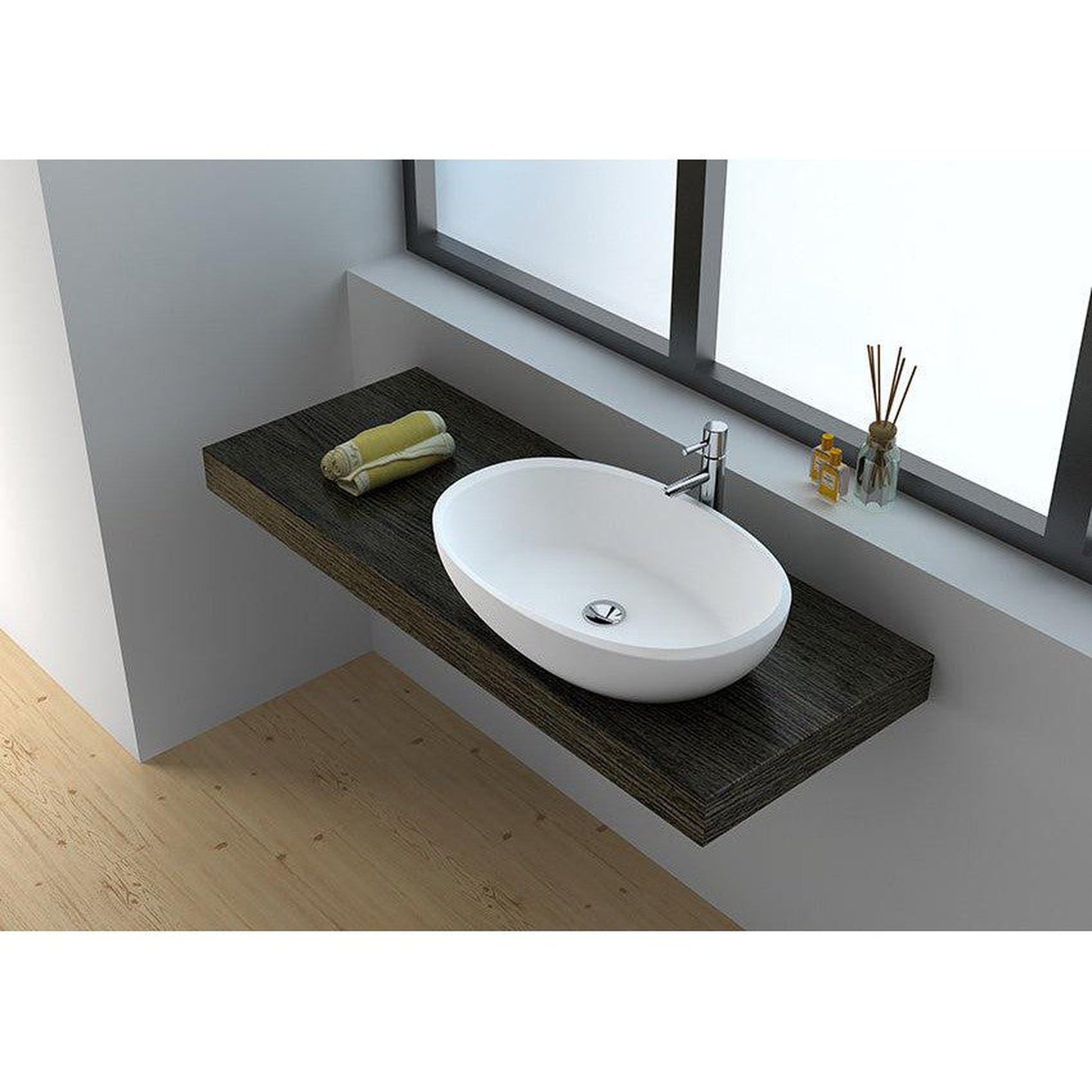 Legion Furniture WJ9077-W 24" White Matte Solid Surface Sink Bowl