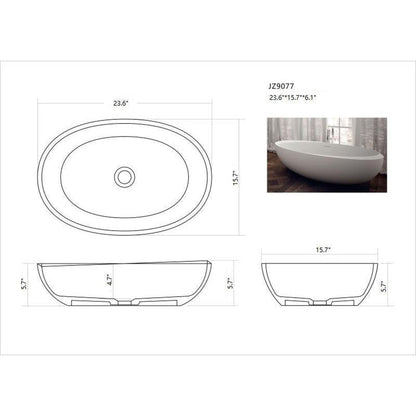 Legion Furniture WJ9077-W 24" White Matte Solid Surface Sink Bowl