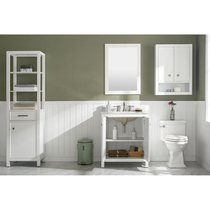 Legion Furniture WLF2130 30" White Freestanding Vanity With White Carrara Marble Top and White Ceramic Sink