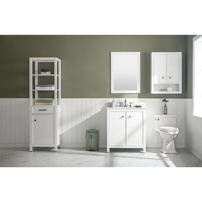 Legion Furniture WLF2130 30" White Freestanding Vanity With White Carrara Marble Top and White Ceramic Sink