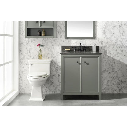 Legion Furniture WLF2130-PG 30" Pewter Green Freestanting Vanity Base With Blue Lime Stone Top and White Ceramic Sink