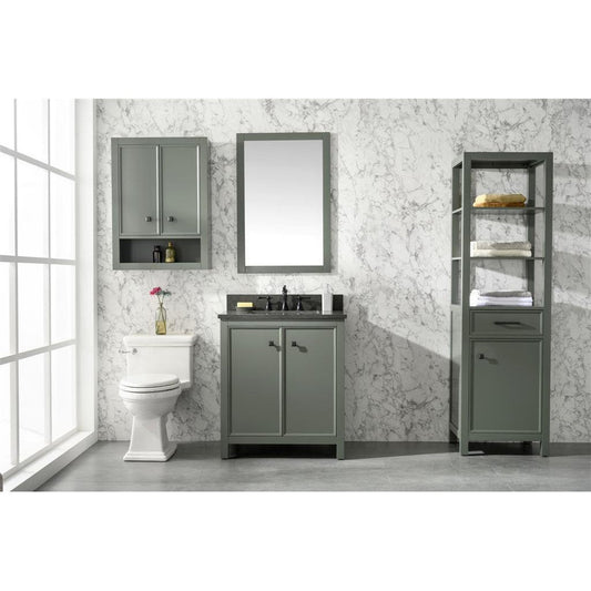 Legion Furniture WLF2130-PG 30" Pewter Green Freestanting Vanity Base With Blue Lime Stone Top and White Ceramic Sink