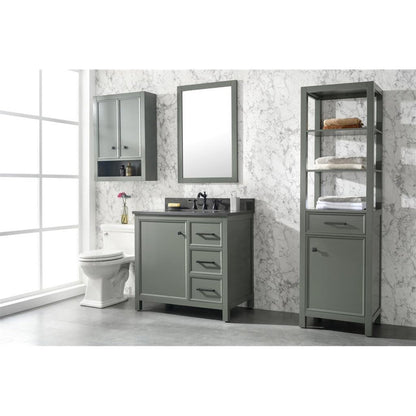 Legion Furniture WLF2136 36" Pewter Green Freestanding Vanity With Blue Lime Stone Top and White Ceramic Sink